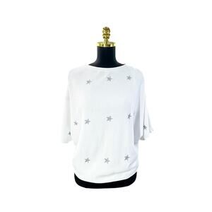 Easel LA White Cold Shoulder Star Print Top - Size L